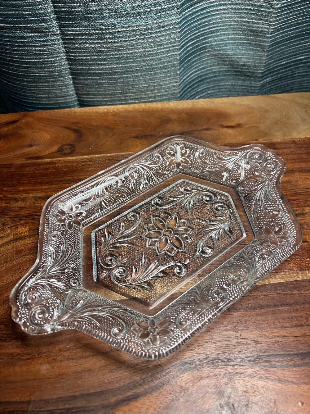 Vintage Indiana Glass Tiara Sandwich Clear Glass Serving Tray